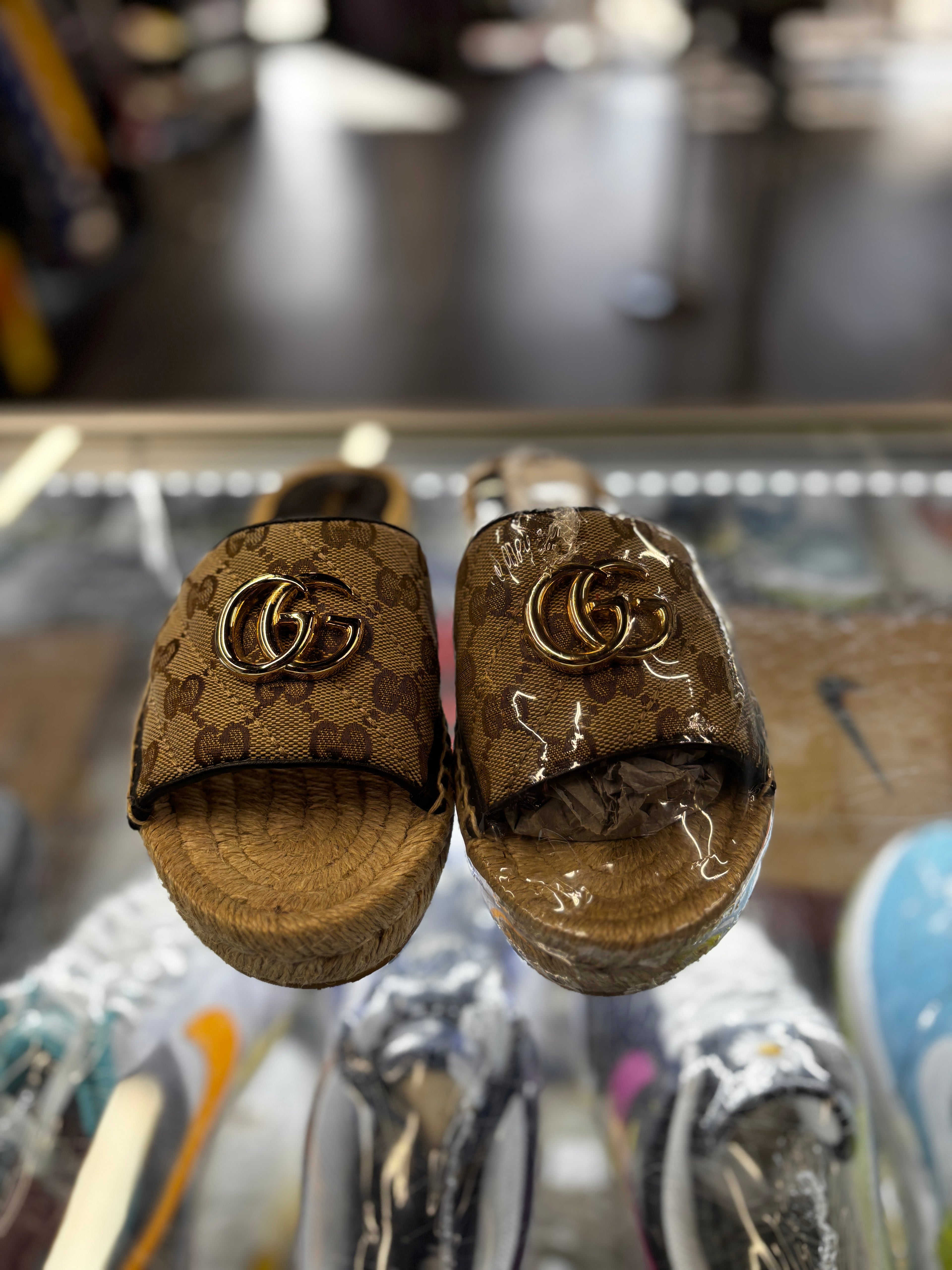 Gucci GG Matelassé Canvas Espadrille slide Sandals