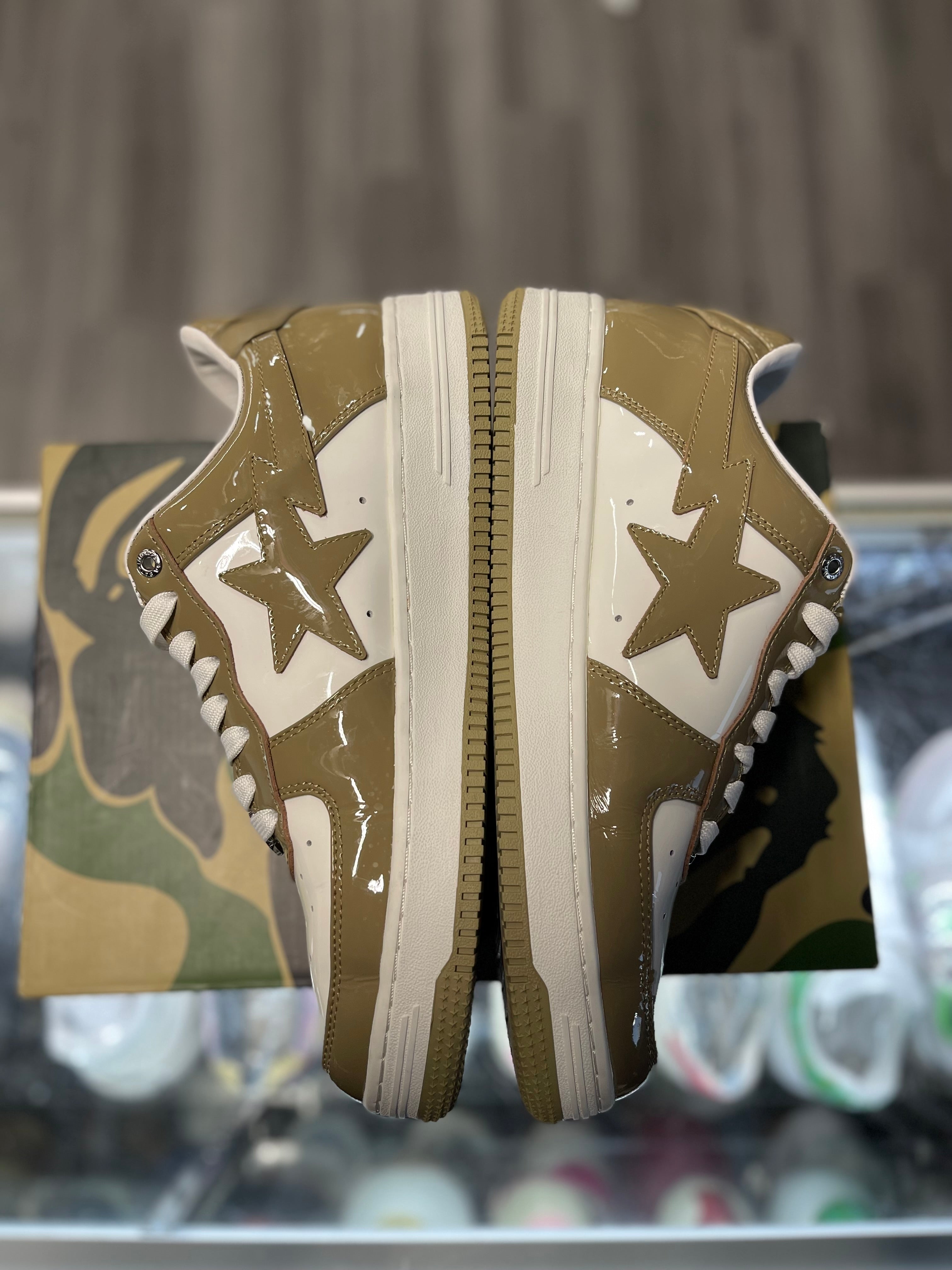 Bapesta Patent Leather "Beige/White"