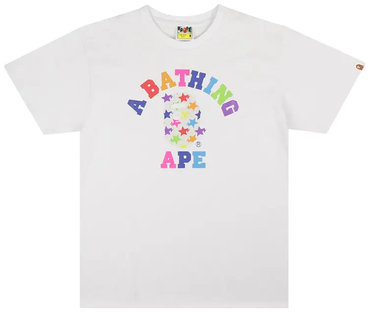 BAPE Sta Pattern College Tee “White / Multi-Color”