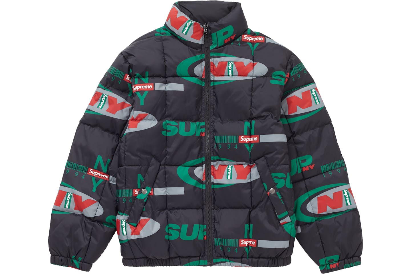 Supreme Puffer Coat Reversible "Black/Red/Green"