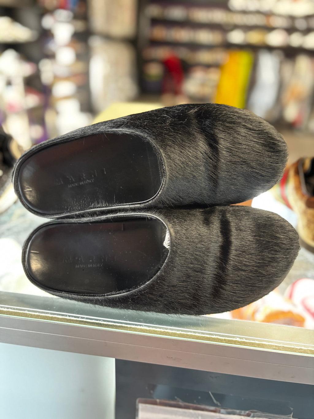 Marni Slides Black Fur