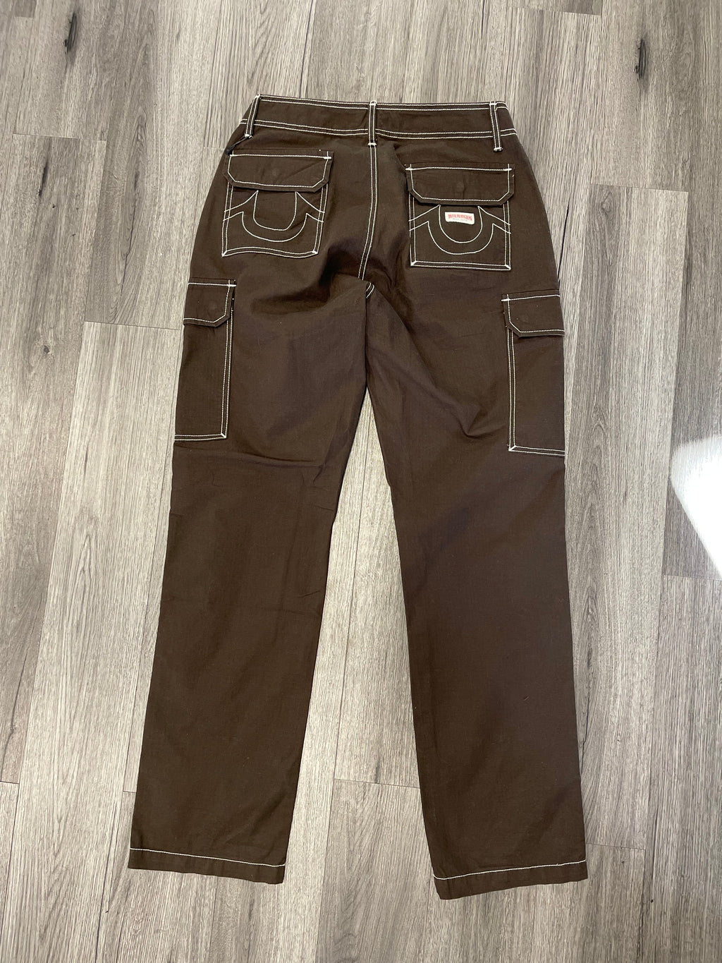 True Religion Pants Dark Brown White Stitch
