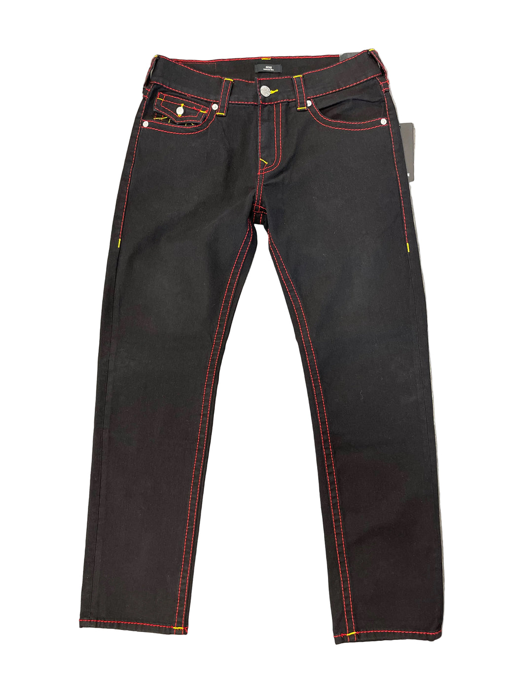 True Religion Pants 2SB Black Rinse Yellow Stitch