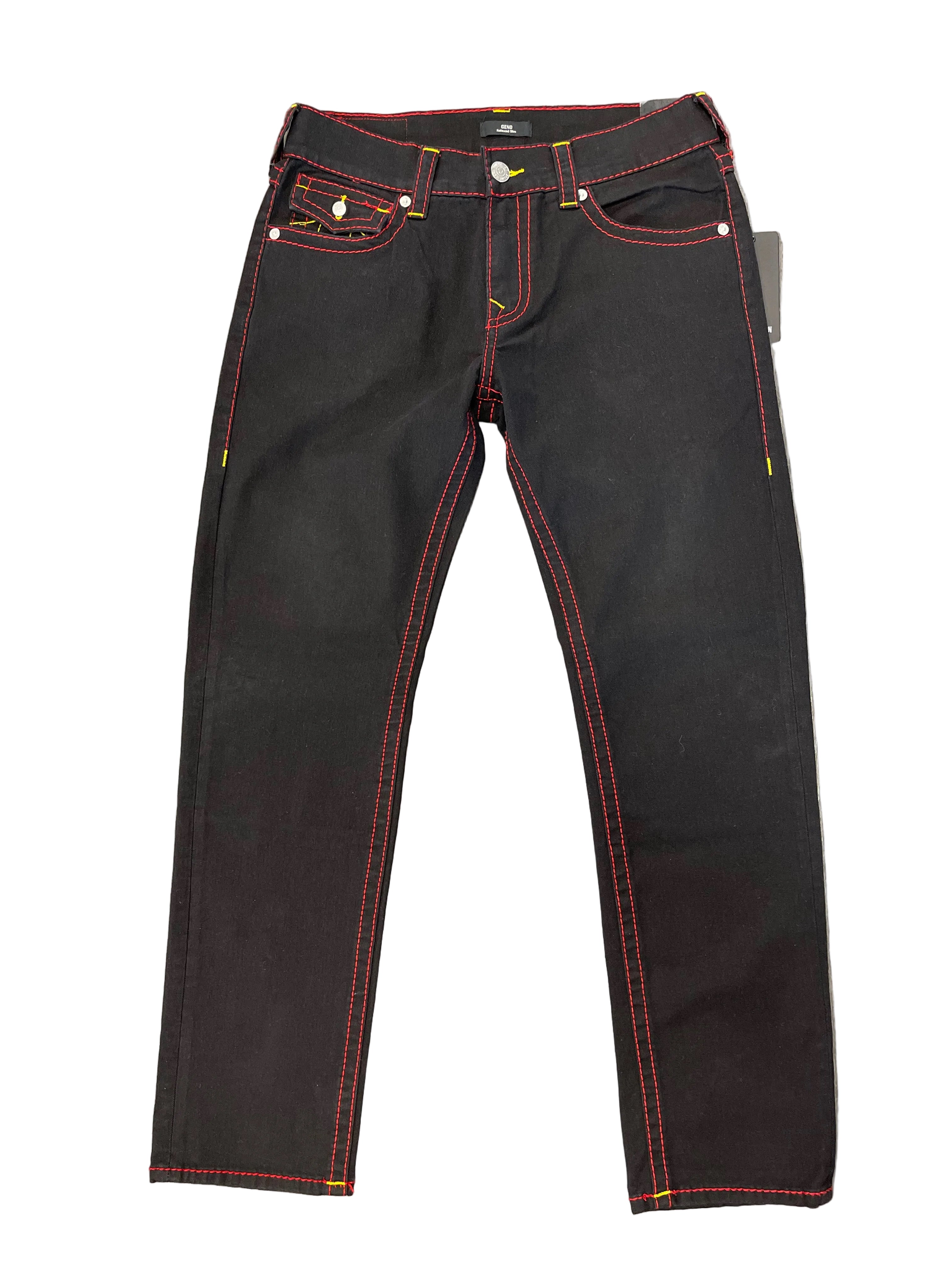 True Religion Pants 2SB Black Rinse Yellow Stitch