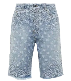 Amiri Bandana Jacquard Denim Shorts