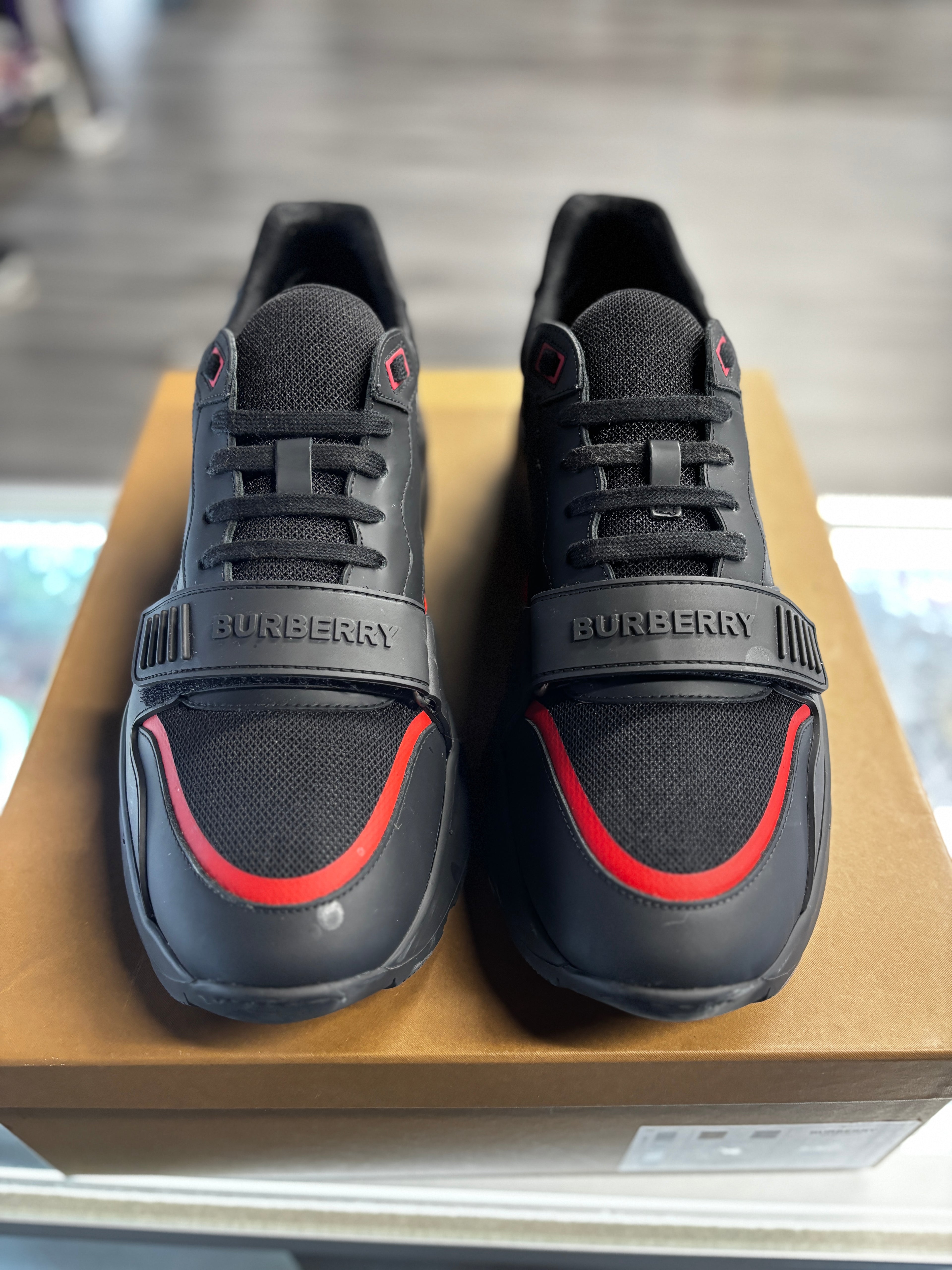 Burberry Ramsey Sneaker "Black Red Leather Design"
