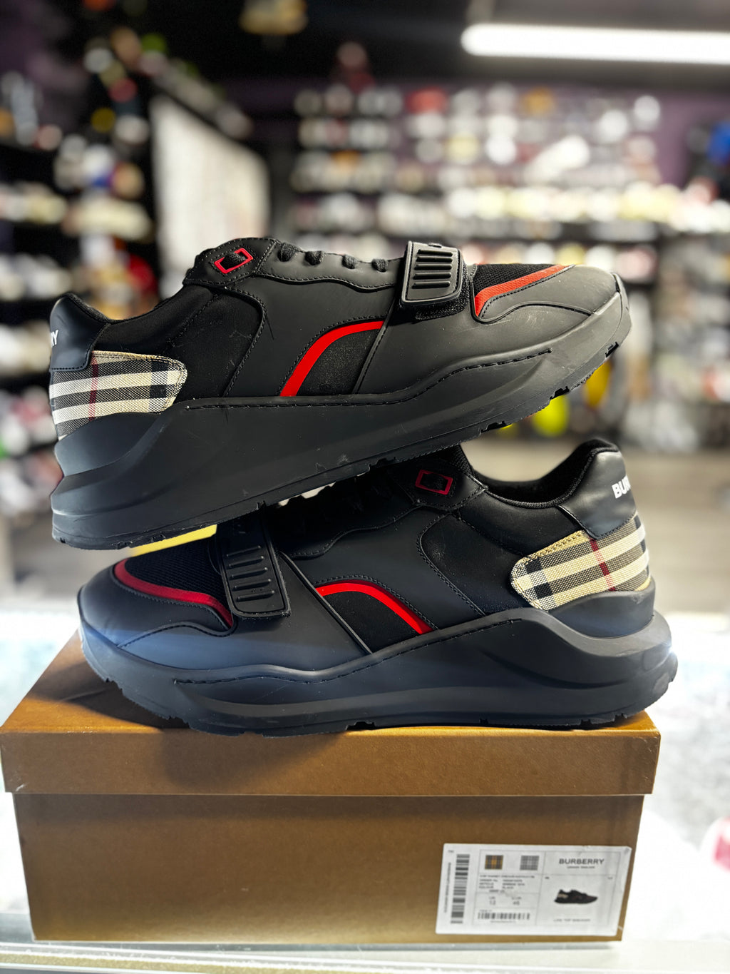 Burberry Ramsey Sneaker "Black Red Leather Design"