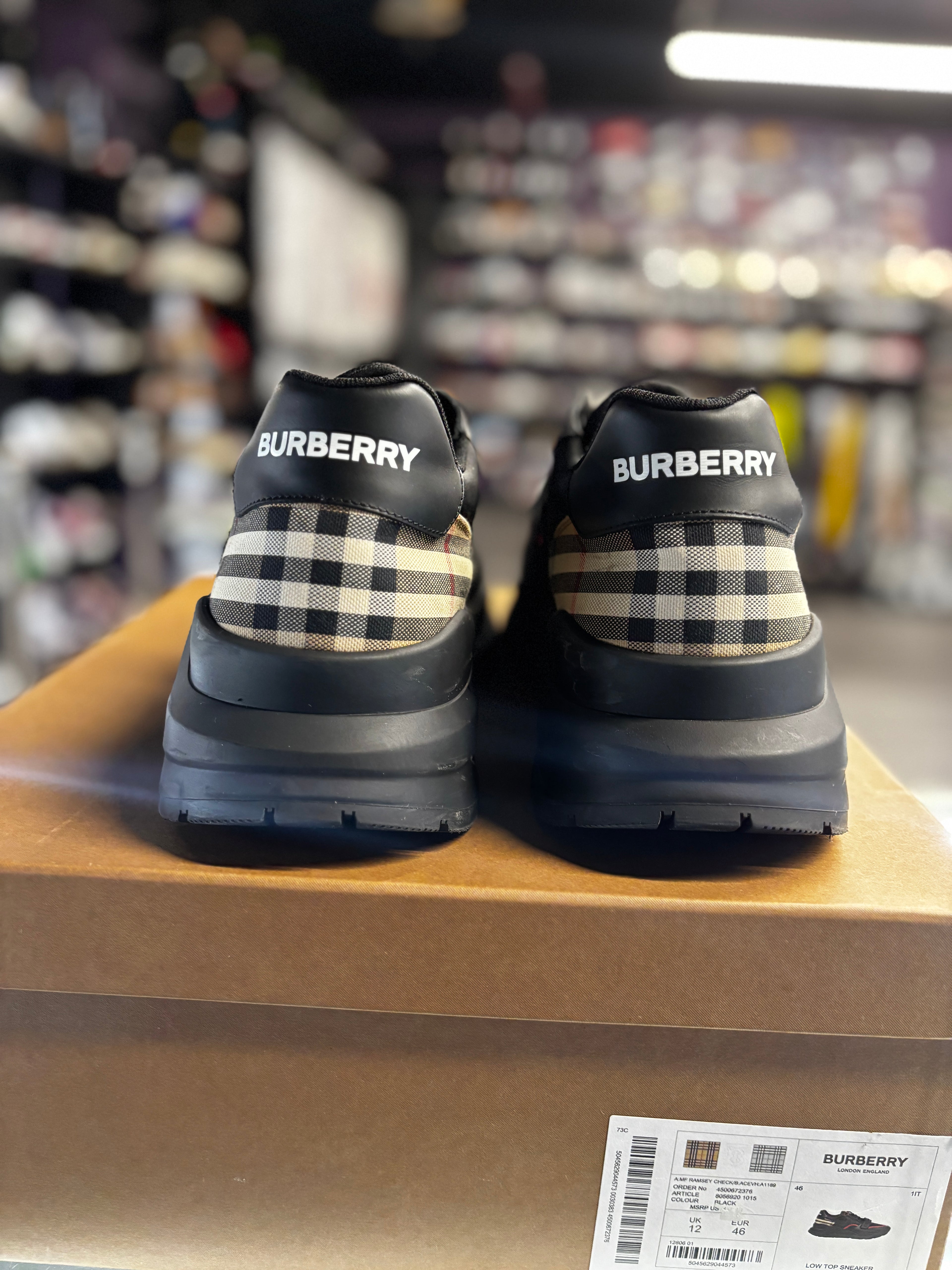 Burberry Ramsey Sneaker "Black Red Leather Design"