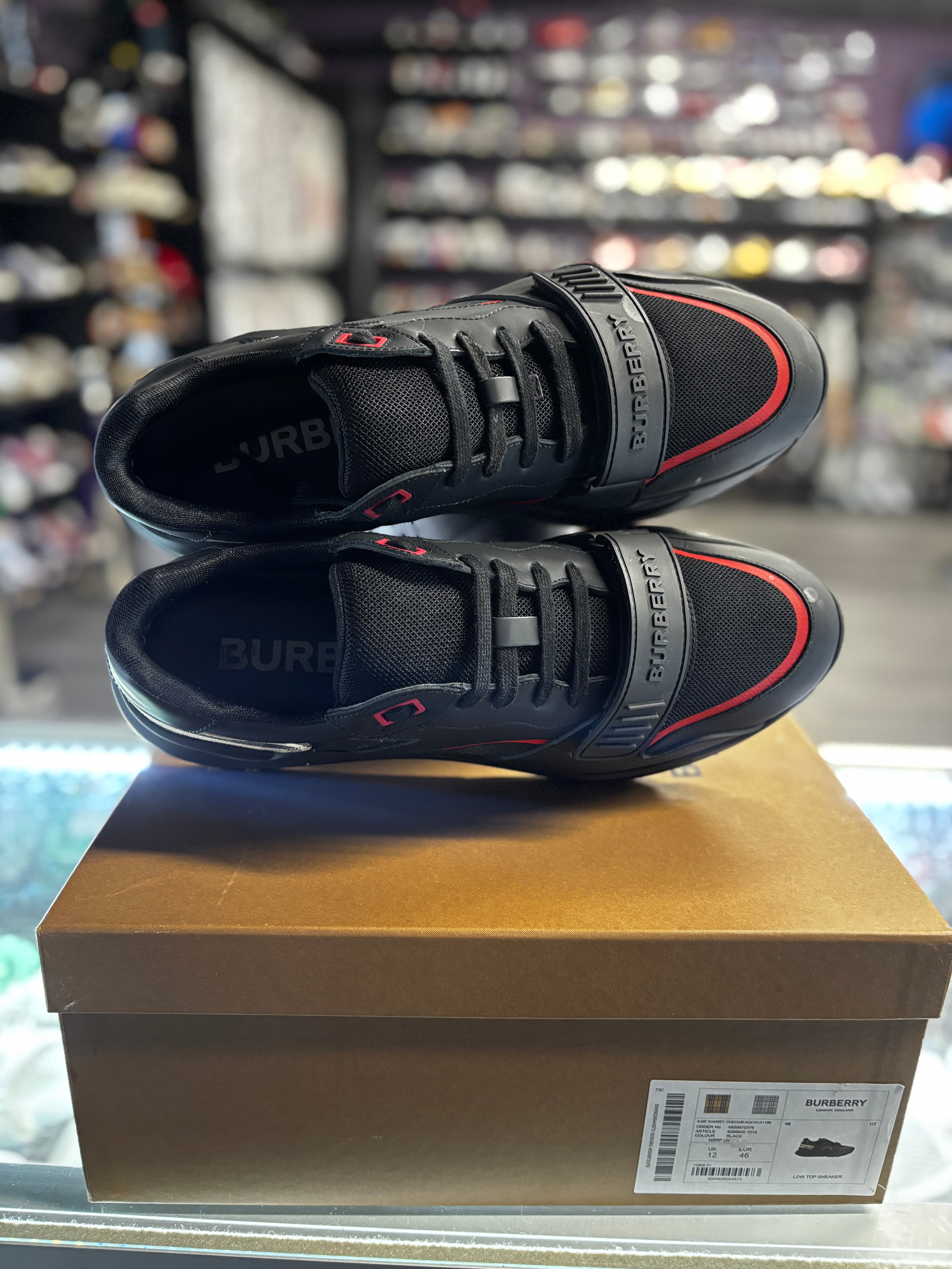 Burberry Ramsey Sneaker "Black Red Leather Design"