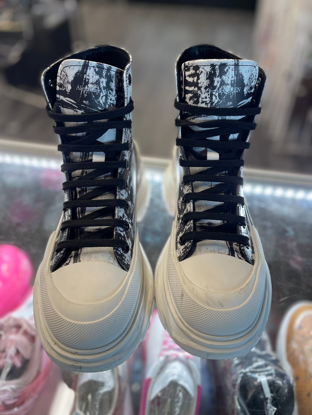 Alexander McQueen Graffiti Tread Slick Boot "White/Black"