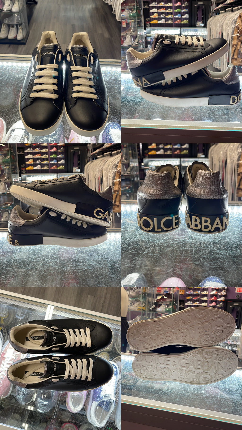 Dolce & Gabbana Calfskin Nappa Portofino Sneaker "Black/Silver"