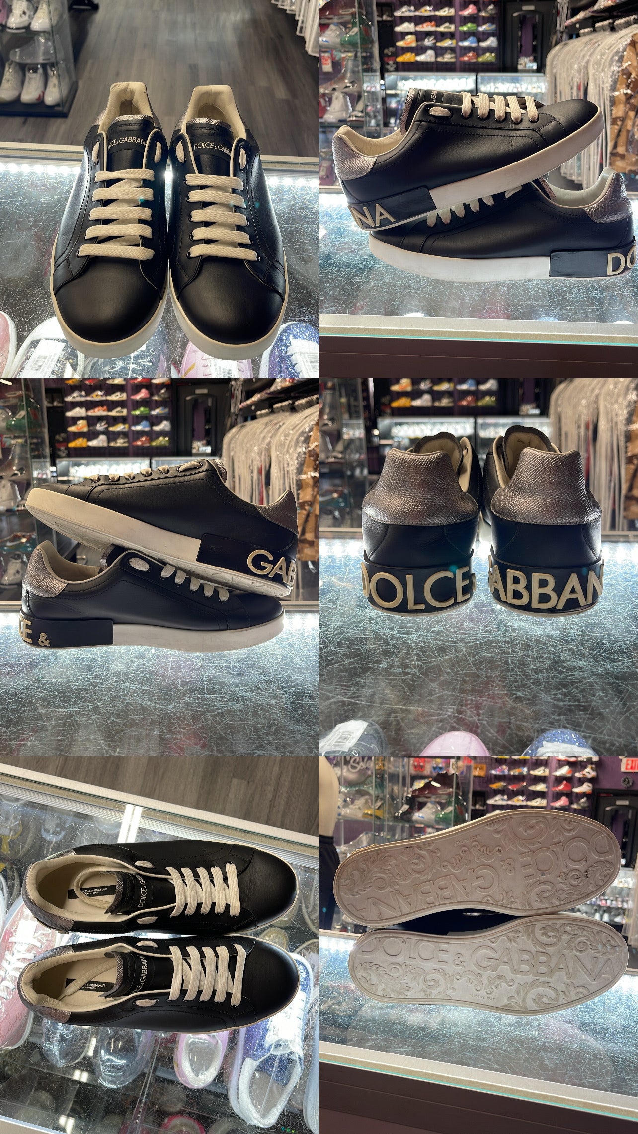 Dolce & Gabbana Calfskin Nappa Portofino Sneaker "Black/Silver"