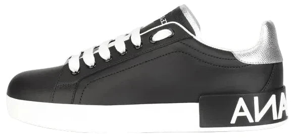 Dolce & Gabbana Calfskin Nappa Portofino Sneaker "Black/Silver"