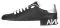 Dolce & Gabbana Calfskin Nappa Portofino Sneaker "Black/Silver"