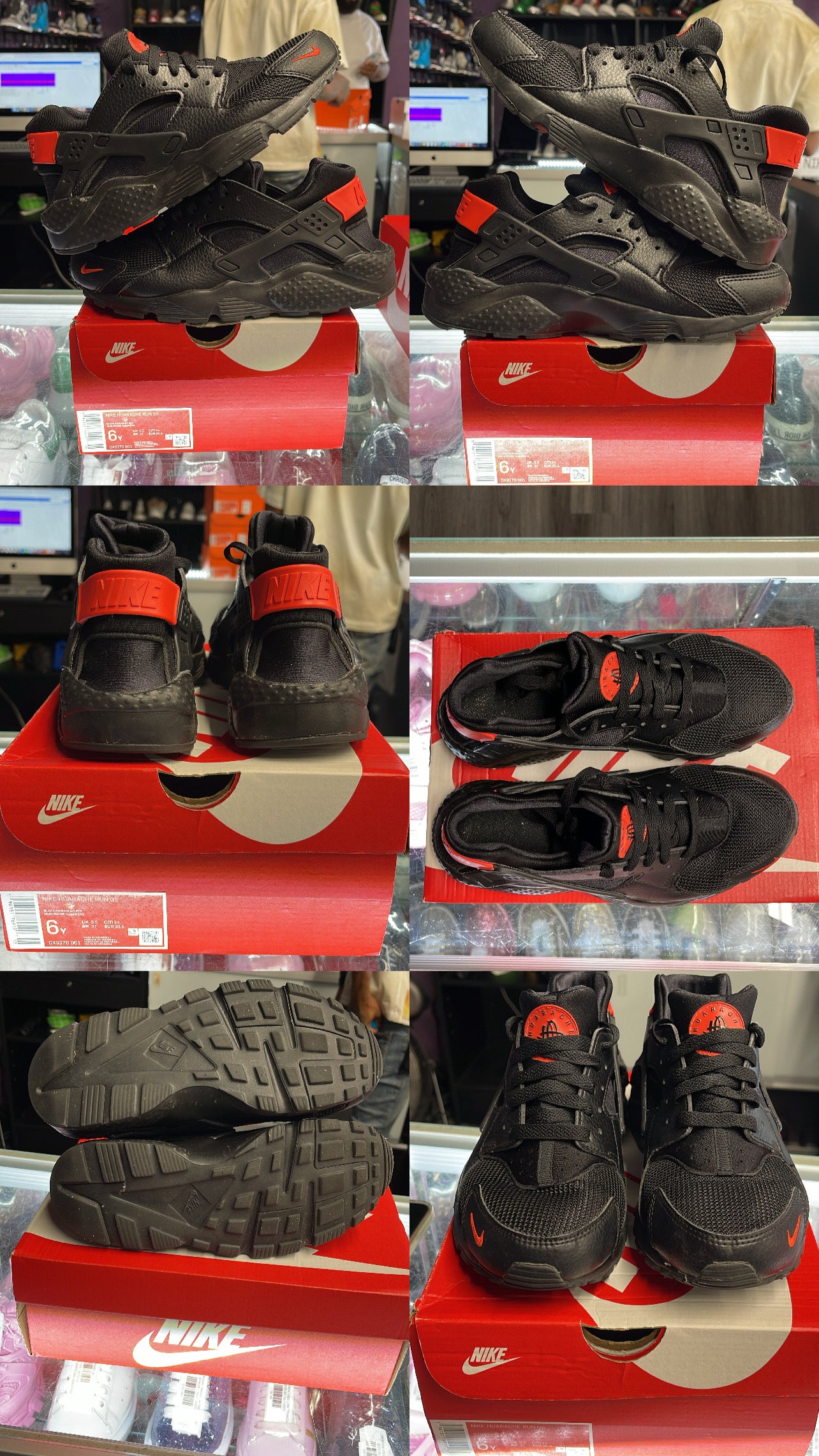 Nike Huarache Run "Black Habanero Red" (GS)