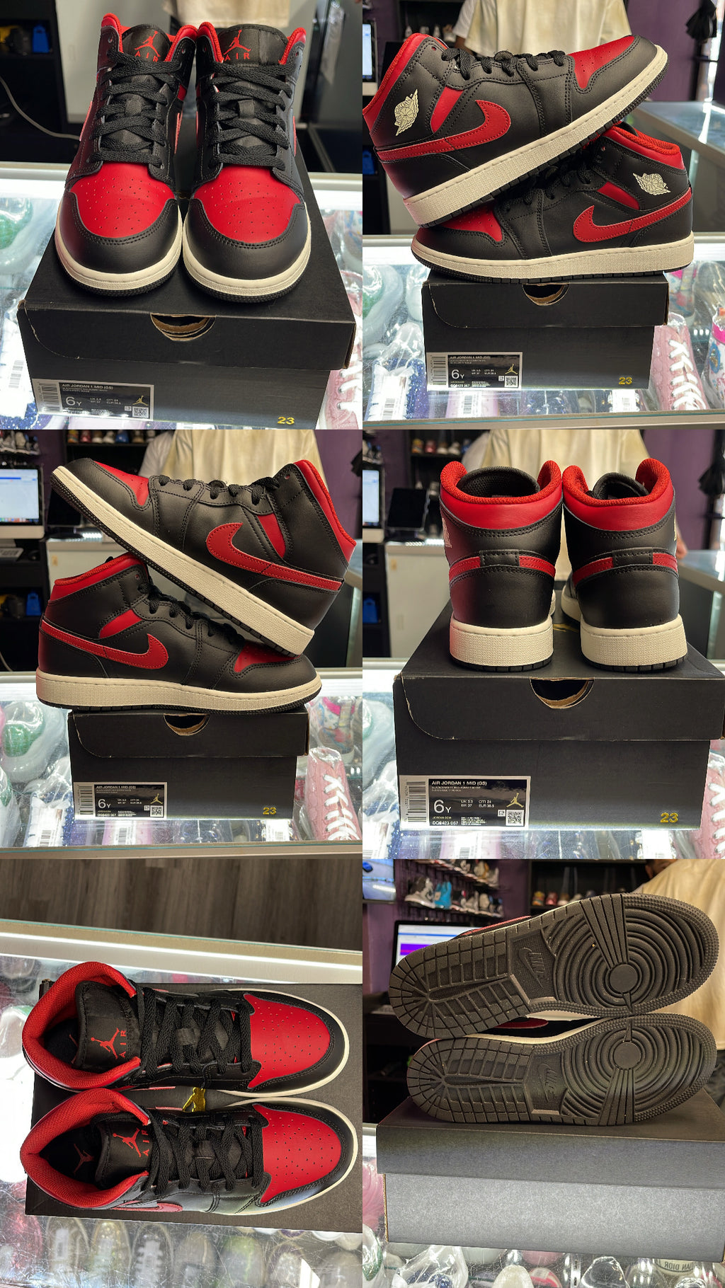 2024 Jordan 1 Mid "Black Summit White Varsity Red" (GS)