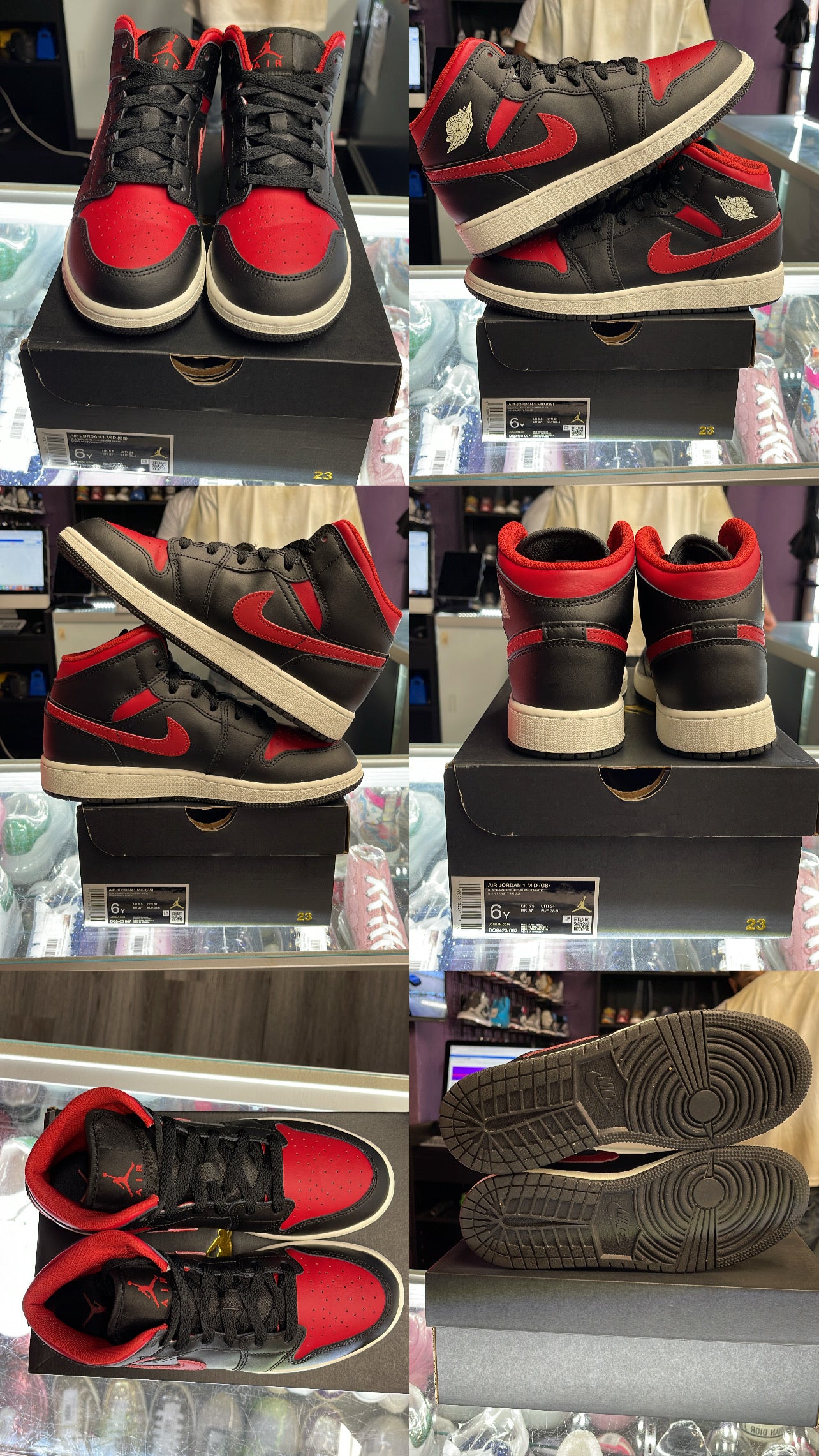 2024 Jordan 1 Mid "Black Summit White Varsity Red" (GS)