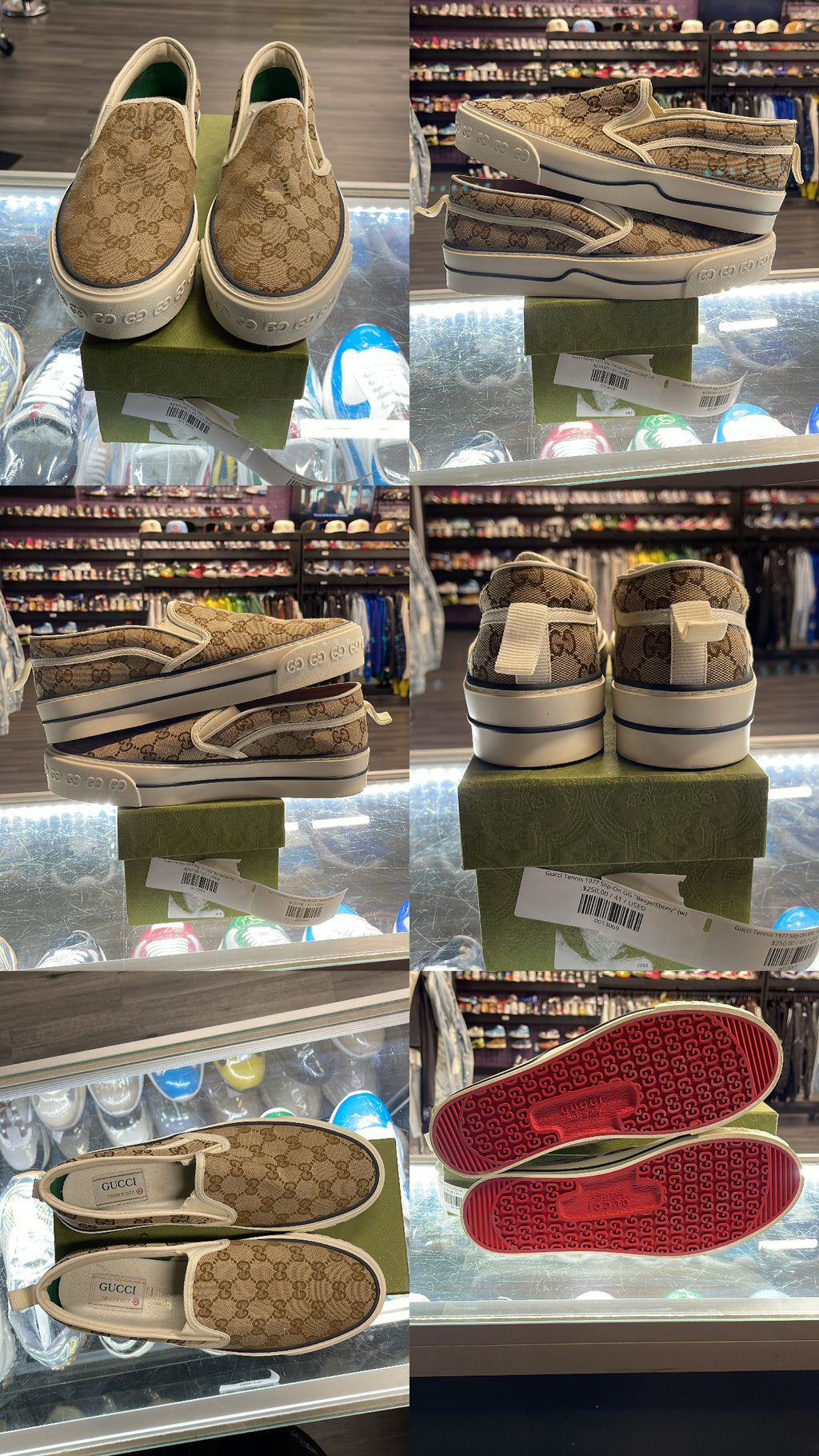 Gucci Tennis 1977 Slip-On GG "Beige/Ebony" (w)