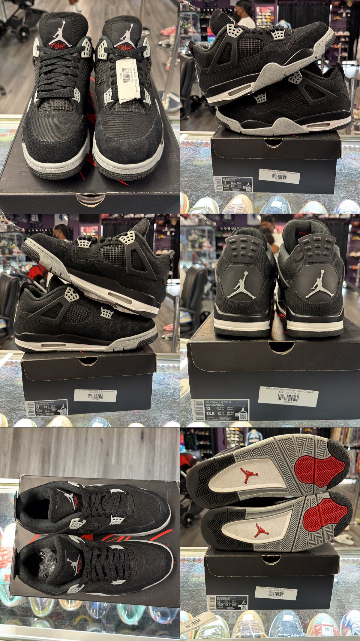 2022 Air Jordan Retro 4 "Black Canvas"