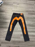 Evisu Brushstroke Daicook Slim Straight Denim "Orange"