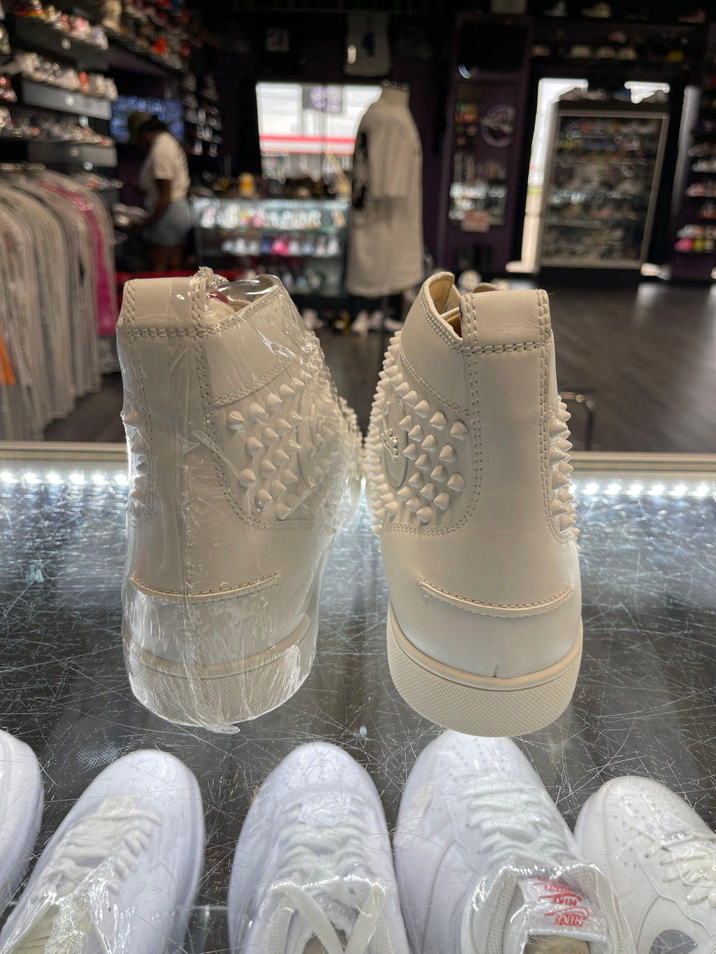 Christian Louboutin Louis Junior Spikes High "White"