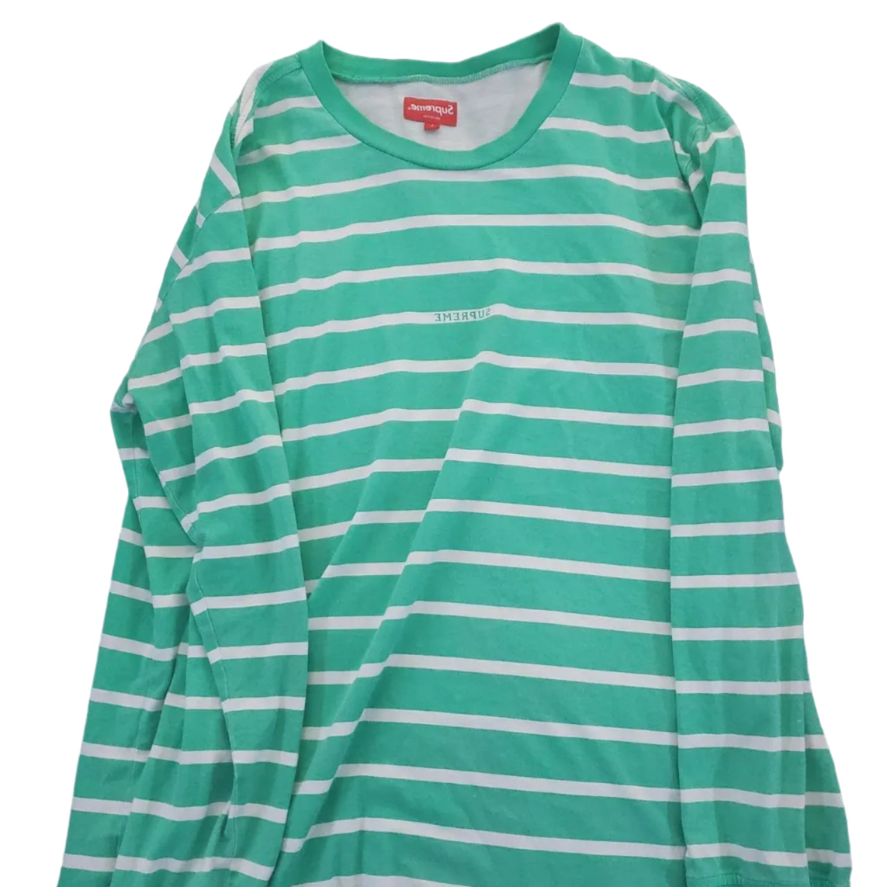 SUPREME L/S GREEN/WHITE STRIPPED