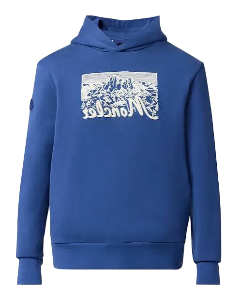 Moncler Men Chenile Mountain Logo Hoodie "Blue"